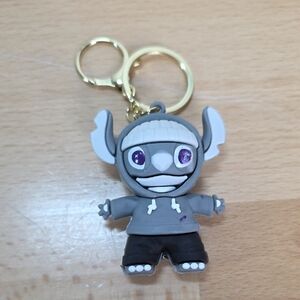 Gray and Black Cartoon Keychain Stich